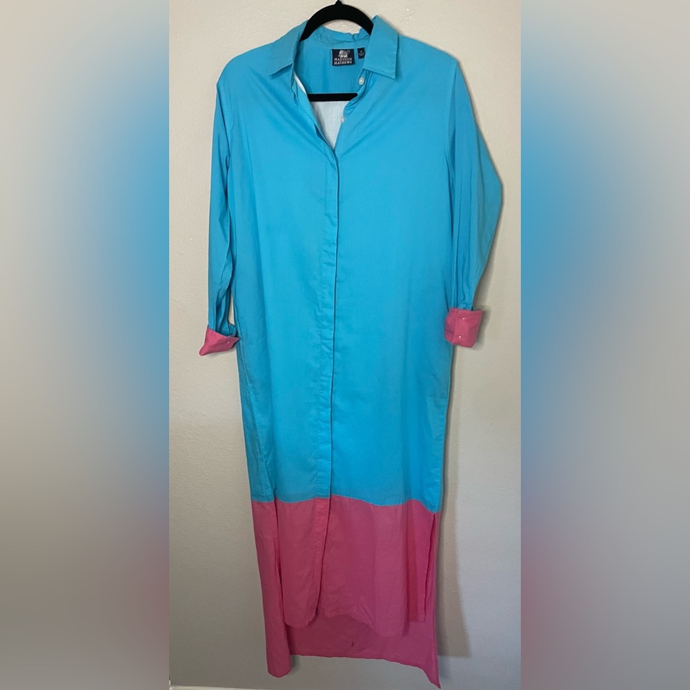 Madison Matthew’s Dress Color Block blue and pink With Pockets - Sz Small